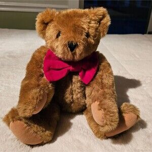 Authentic Handmade in Vermont Teddy Bear 15 inch Jointed Brown Plush Head Swivel